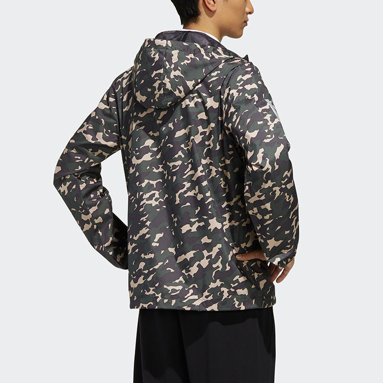 adidas AI WB CAMO Zipper Casual Sports Hooded Jacket Brown EH3801