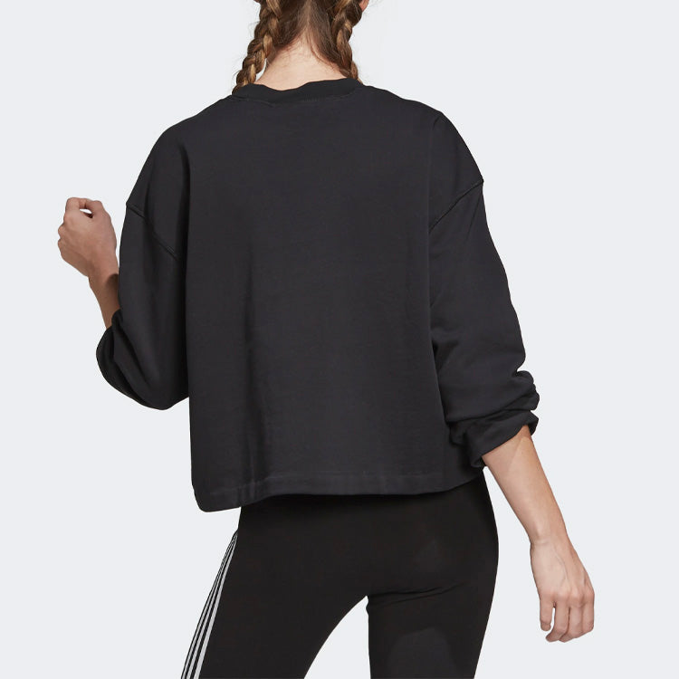 (WMNS) adidas Premium Logo Crew Sweatshirt 'Black' FM2623