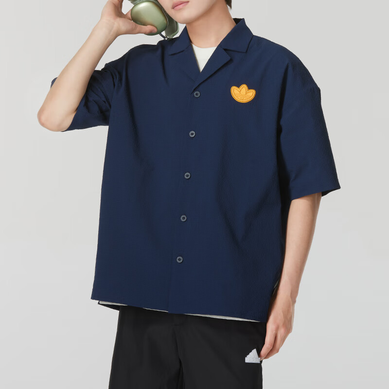 adidas Originals Graphic Shirt Asia Sizing 'Navy Yellow' JI7229