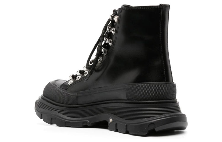 (WMNS) Alexander McQueen Tread Slick Boots 'Black Silver' 733063WHSWY1090