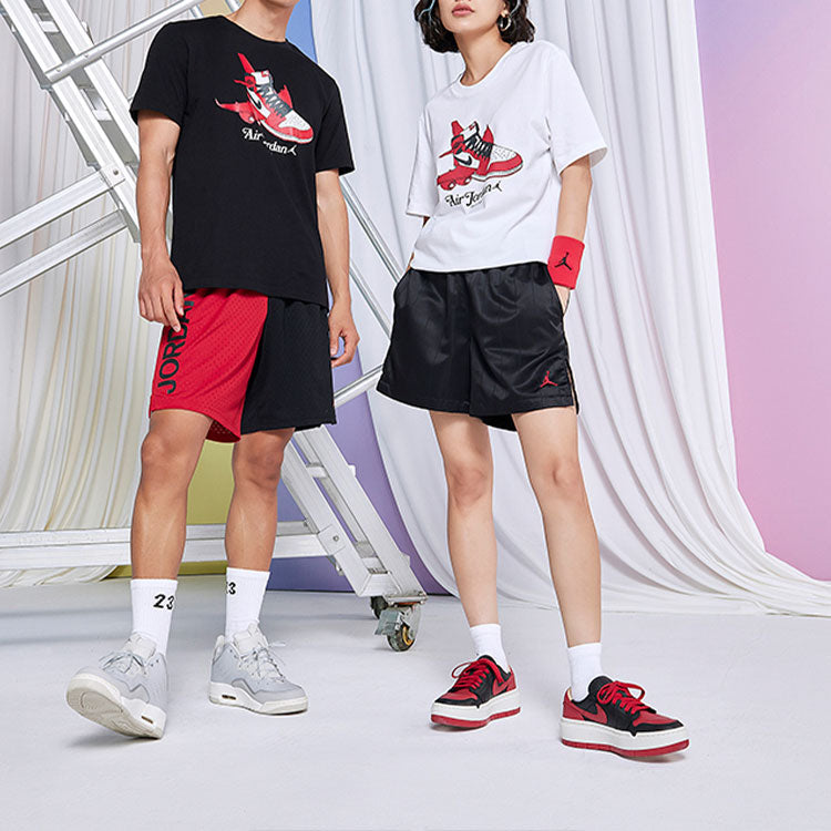 Air Jordan Shoe Alphabet Printing Round Neck Short Sleeve Unisex White DN1443-100