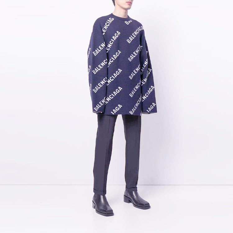 Balenciaga Intarsia Knit Logo Jumper 'Black' 623283T15674177