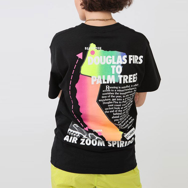 Nike x Stussy Crossover Logo Graffiti Printing T-Shirt 'Black' CU9256-010