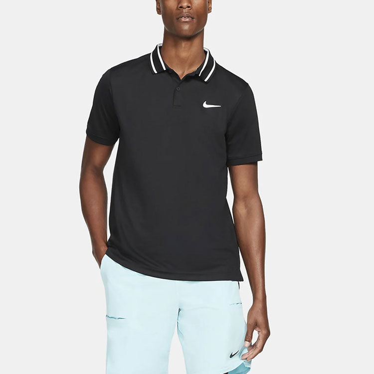 Nike Casual Sports Logo Pattern Printing Short Sleeve Polo Shirt Black CW6848-010