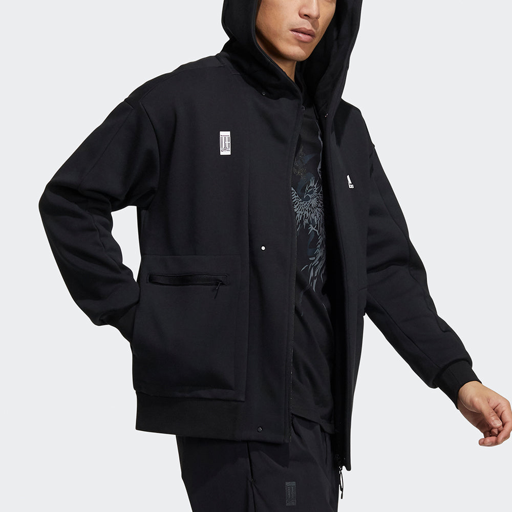 adidas Logo Sports Hooded Jacket Black H39296