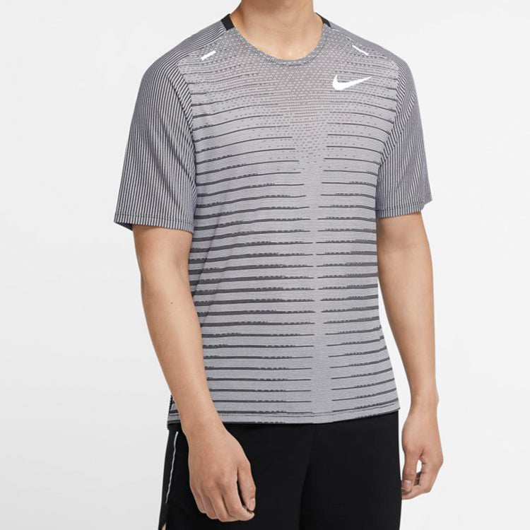 Nike TechKnit Future Fast Running Round Neck Short Sleeve Black White  CU6057-010