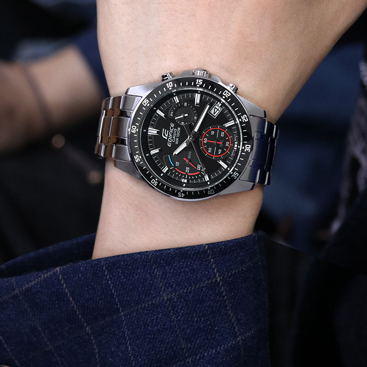CASIO EDIFICE Waterproof Stainless Steel Strap Mens Red Analog EFV-540D-1AVUPR