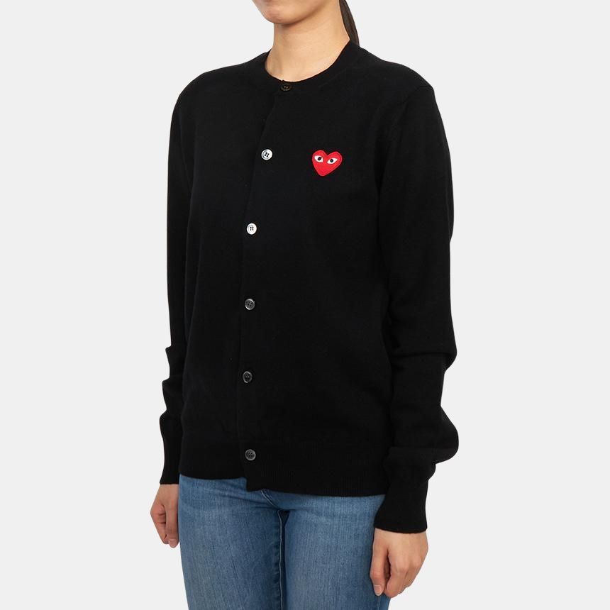 (WMNS) COMME des GARCONS PLAY FW25 Red Emblem Cardigan 'Black' AX-N007-051-1
