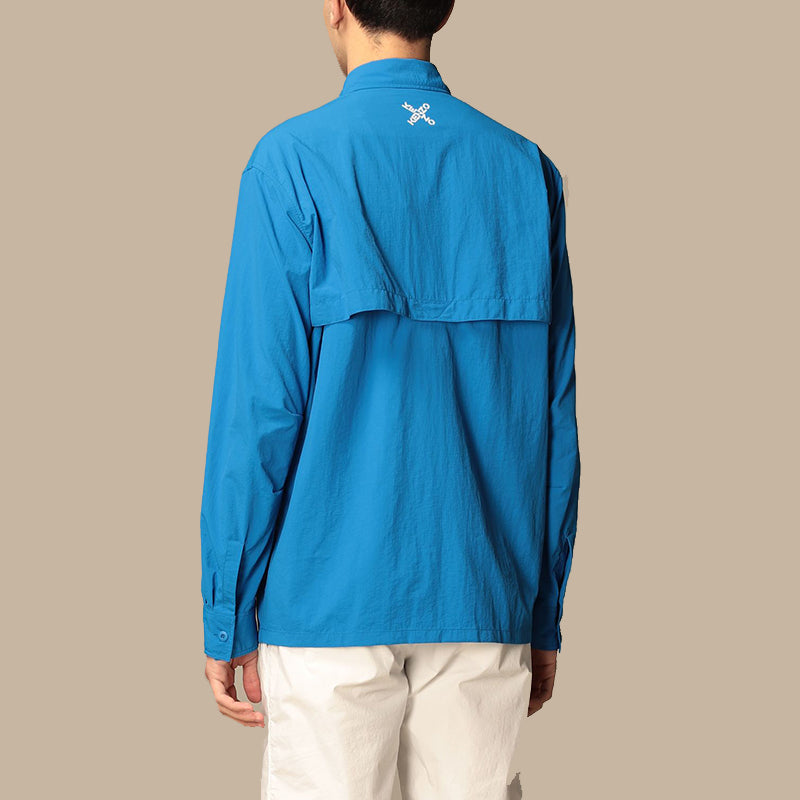 Men's KENZO SS21 Little X Long Sleeves Shirt Blue FB55CH5209CO-69