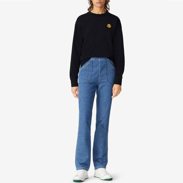 (WMNS) KENZO Embroidery Round-neck Swea Black FA62SW8204MD-99