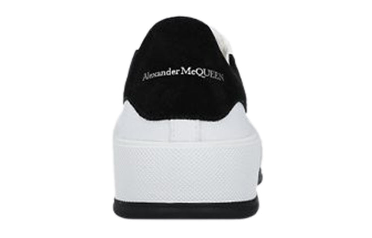 Alexander McQueen Deck Skate Plimsoll Lace Up 'White Black Suede' 654594W4MV79061