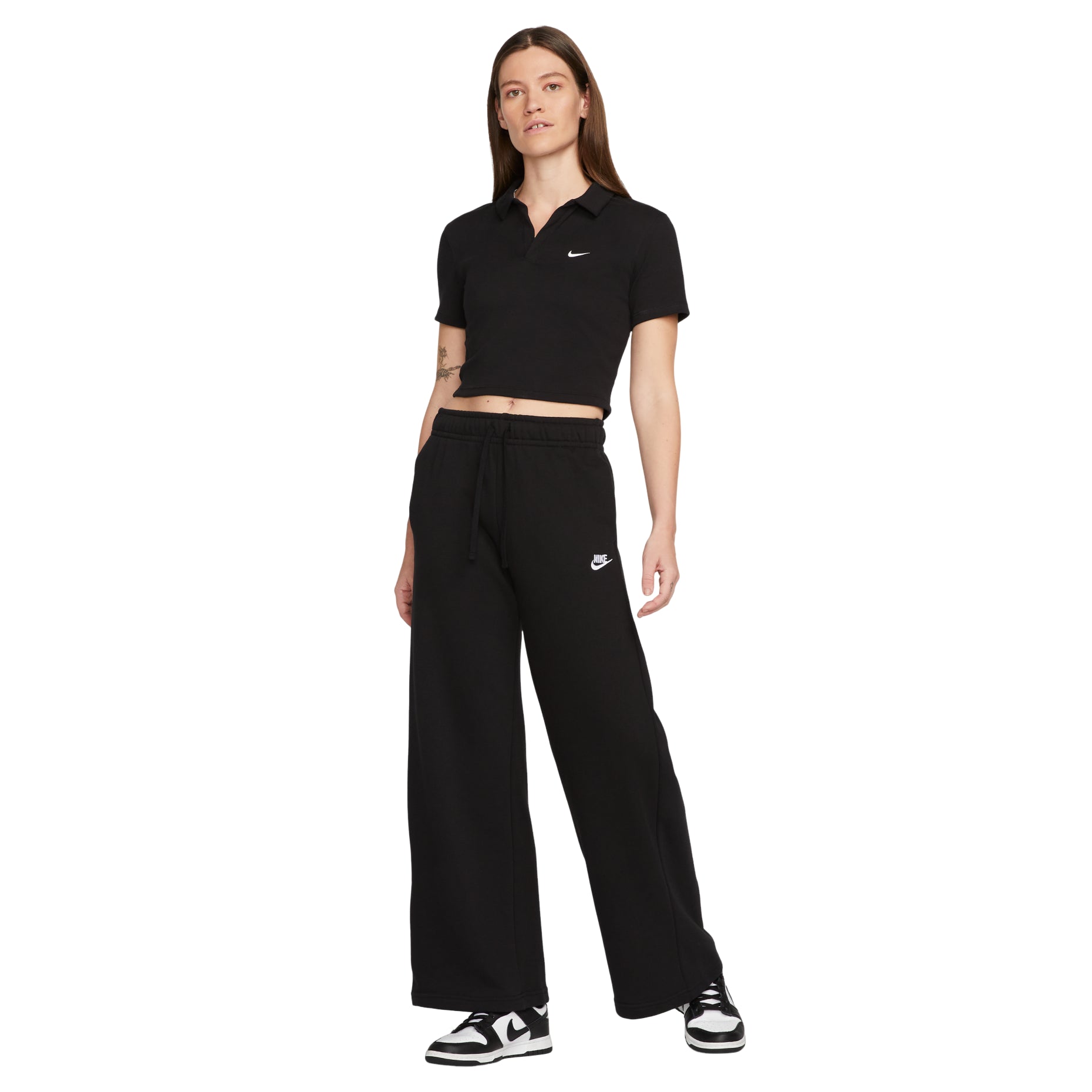 (WMNS) Nike Sportswear Essential Polo Shirt Asia Sizing 'Black White' DV7885-010