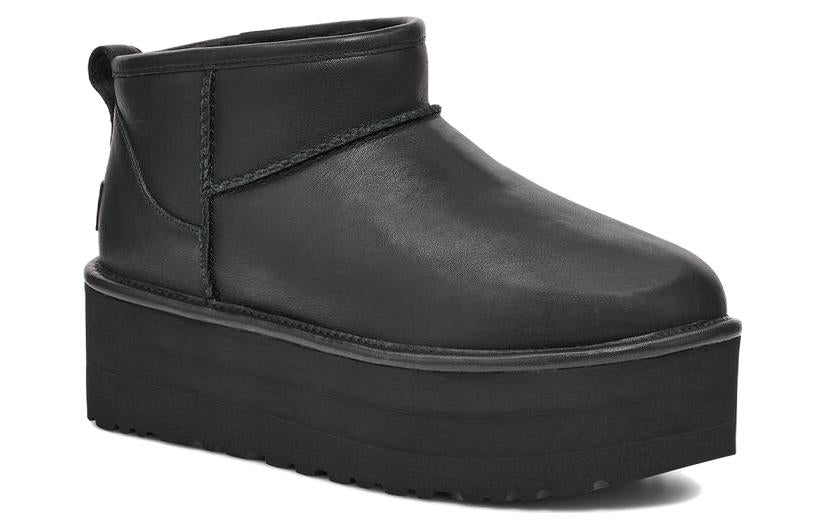 (WMNS) UGG Classic Ultra Mini Platform Boot 'Black Leather' 1141510-BLLE