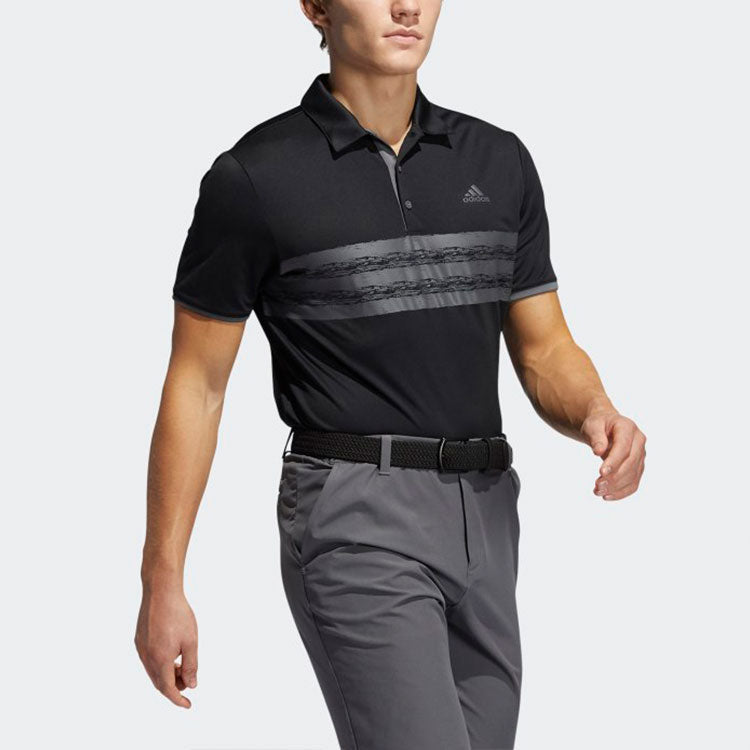adidas Stripe Printing Short Sleeve polo Black GM0321
