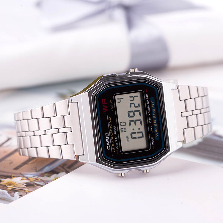 CASIO Youth Digital Cube Watch 'Metallic Silver Black' A159WA-N1