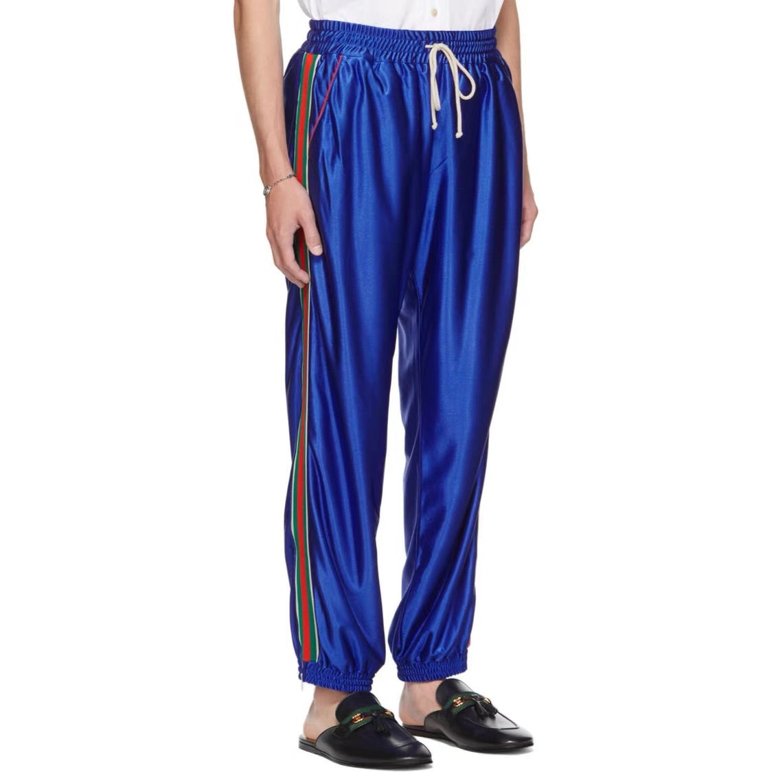 Gucci Shiny Jersey Pant With Web 'Bluette Mix' 653374-XJDI9-4364