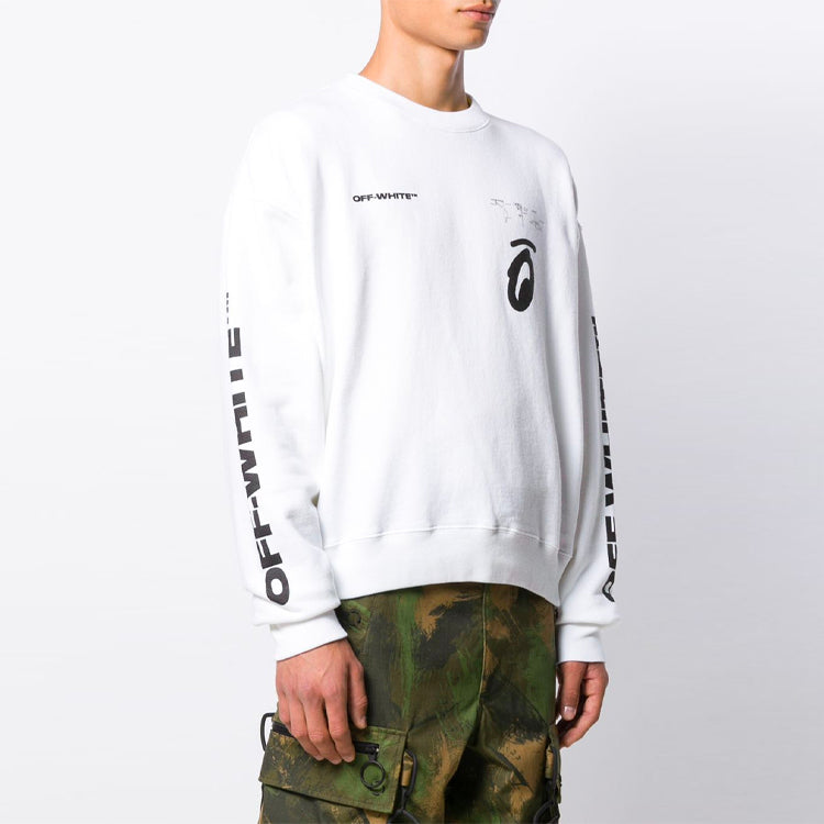 Off-White Arrow Pattern Round Neck Pullover White OMBA035E19D250100110