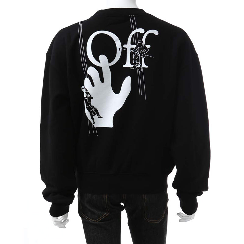 Off-White FW20 Hand Painted Graffiti Printing Pullover Men Black OMBA035E20FLE0011001