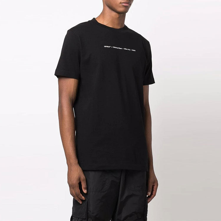 Off-White FW21 Arrow Pattern Alphabet Solid Color Short Sleeve Version Black OMAA027F21JER0101084