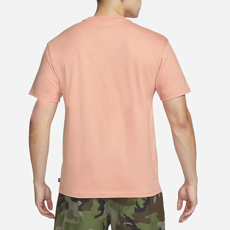Nike SB Skateboard Logo Printing Sports Skateboard Short Sleeve Apricot Pink DC7818-824