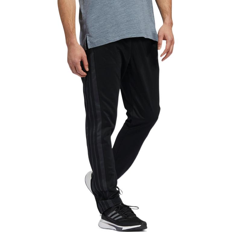 Men's adidas Solid Color Stripe Logo Embroidered Straight Sports Pants/Trousers/Joggers Black FL4870
