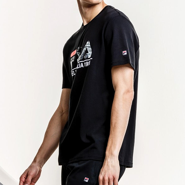 FILA Slim Fit Sports Short Sleeve Couple Style Black F11M918106F-BK
