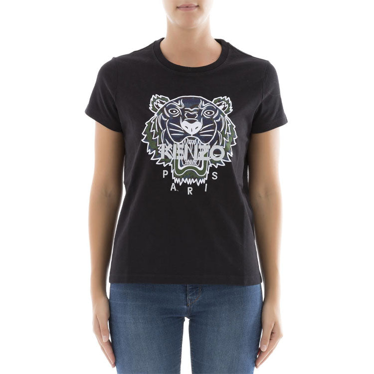 KENZO Embroidered Tiger Head Short Sleeve Black T-Shirt F762TS8494YG-99