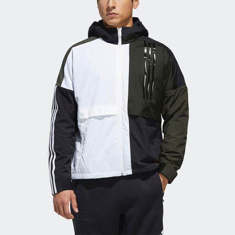 adidas O2 Wb Cb Fleece Lined Logo Casual Sports Hooded Jacket White FM9398