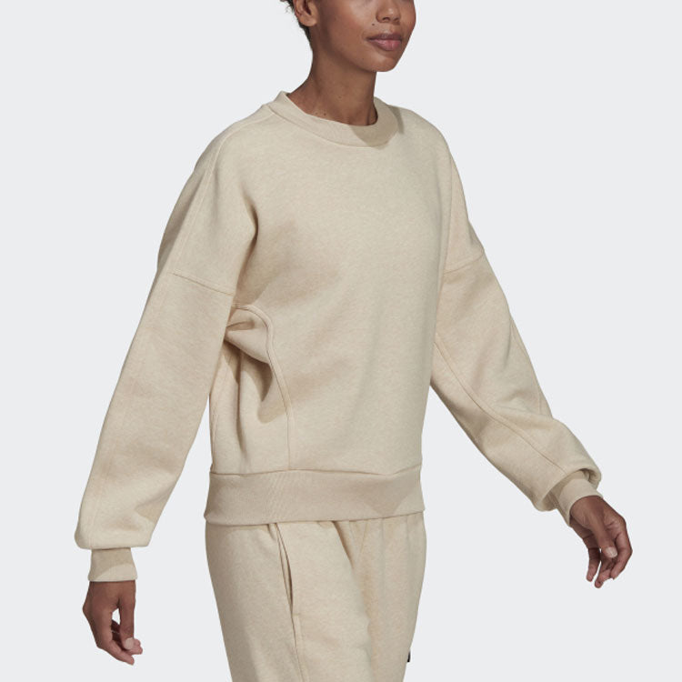 (WMNS) adidas Solid Color Round Neck Pullover Hoodie Cream Yellow HE3098