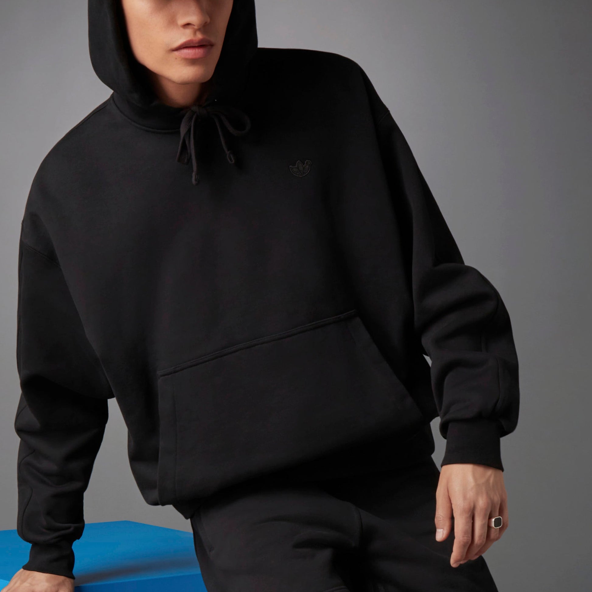 adidas originals Blue Version Series Cotton hooded Pullover Sports Black H23139
