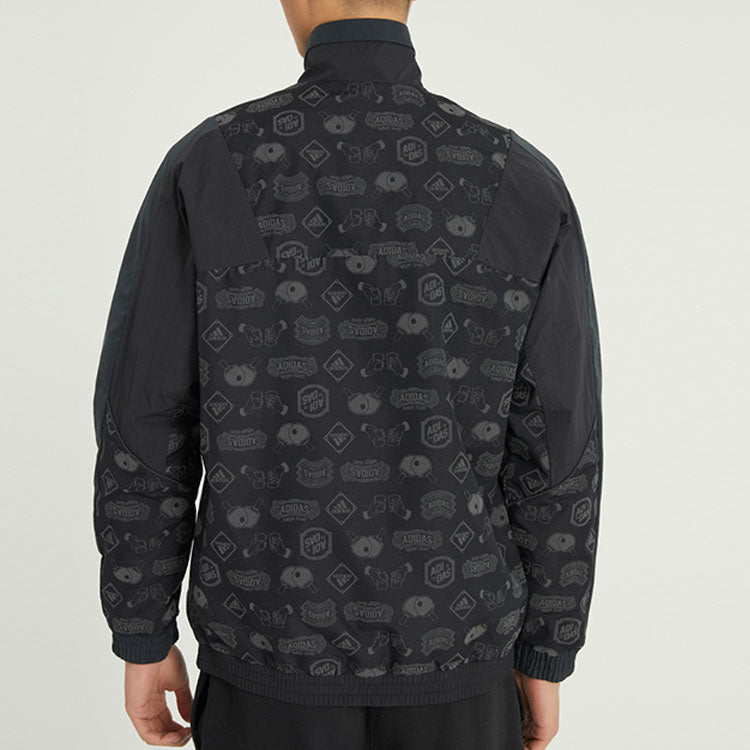 adidas Logo Printing Athleisure Casual Sports Jacket Black HE7474