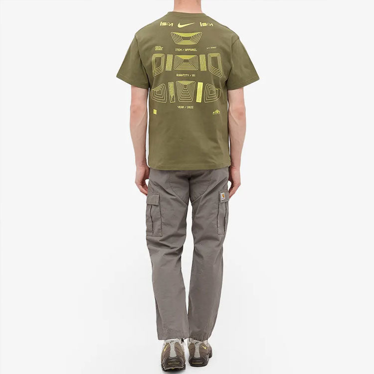 Men's Nike ISPA Series Minimalistic Alphabet Logo Printing Casual Round Neck Short Sleeve Green T-Shirt DV0687-222