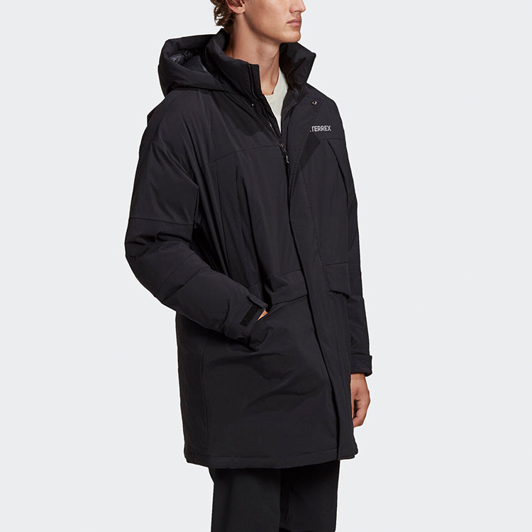adidas Xplr Dwn Praka Stay Warm mid-length hooded down Jacket Black GE9932