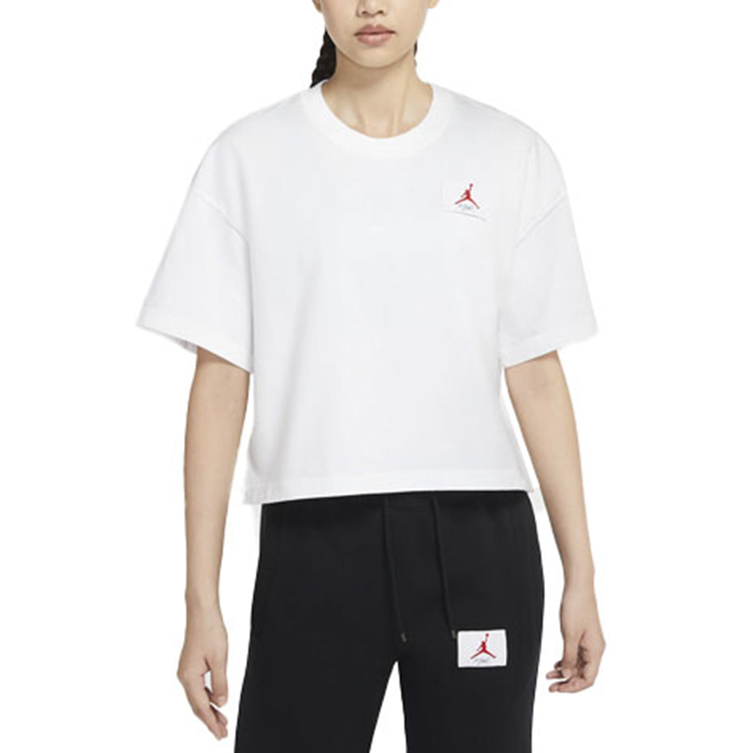 (WMNS) Air Jordan Essentials Boxy Casual Sports Loose Short Sleeve White T-Shirt CZ4140-100