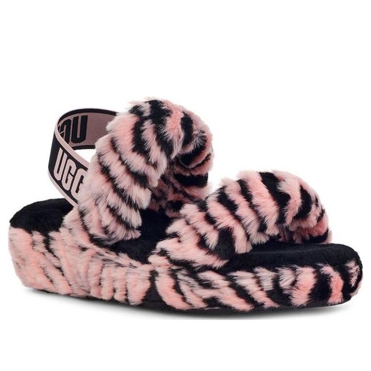 (WMNS) UGG Oh Yeah One-Strap Sandals 'Black Pink' 1129252-PSLP
