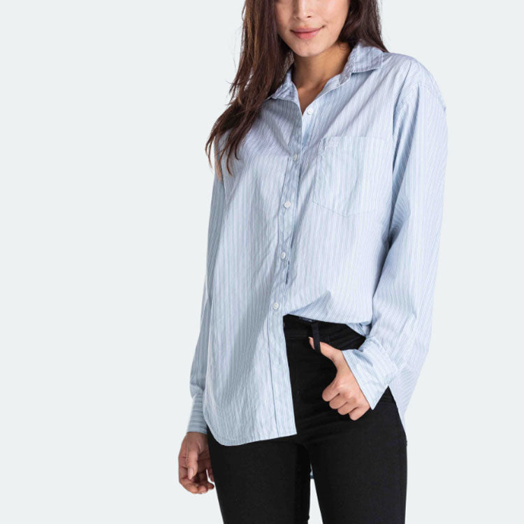 Levis Casual Pure Cotton Stripe Long Sleeves Light Blue Shirt 85333-0002