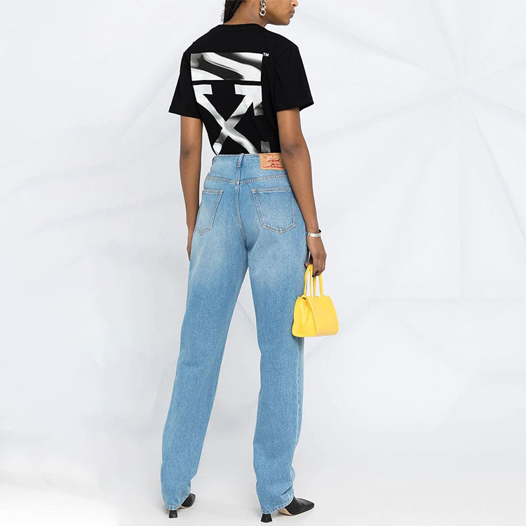 (WMNS) Off-White SS21 Arrows Pattern Logo Printing Short Sleeve Black T-Shirt OWAA049R21JER0011009