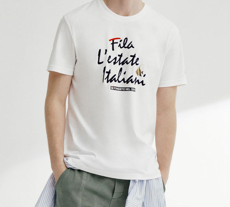 FILA Alphabet Printing Short Sleeve White F61M028117F-WT