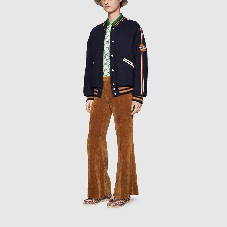 Gucci x Disney Co-Branded Cartoon Patterned Felt Pilot Jacket On The Back For Men Blue 639274-ZAF9K-4560
