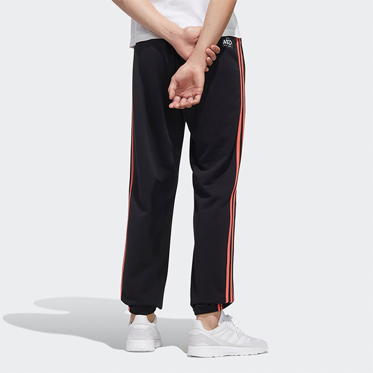 adidas neo logo Printing Casual Loose Bundle Feet Sports Pants Black GP5819