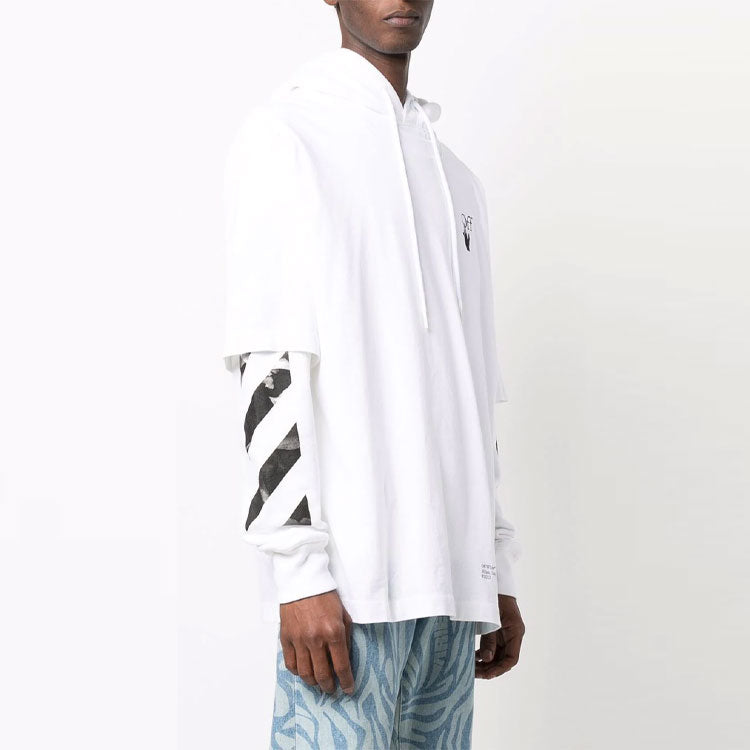 Men's Off-White FW21 Logo Printing Pullover Loose Fit White OMBB087F21FLE0050110