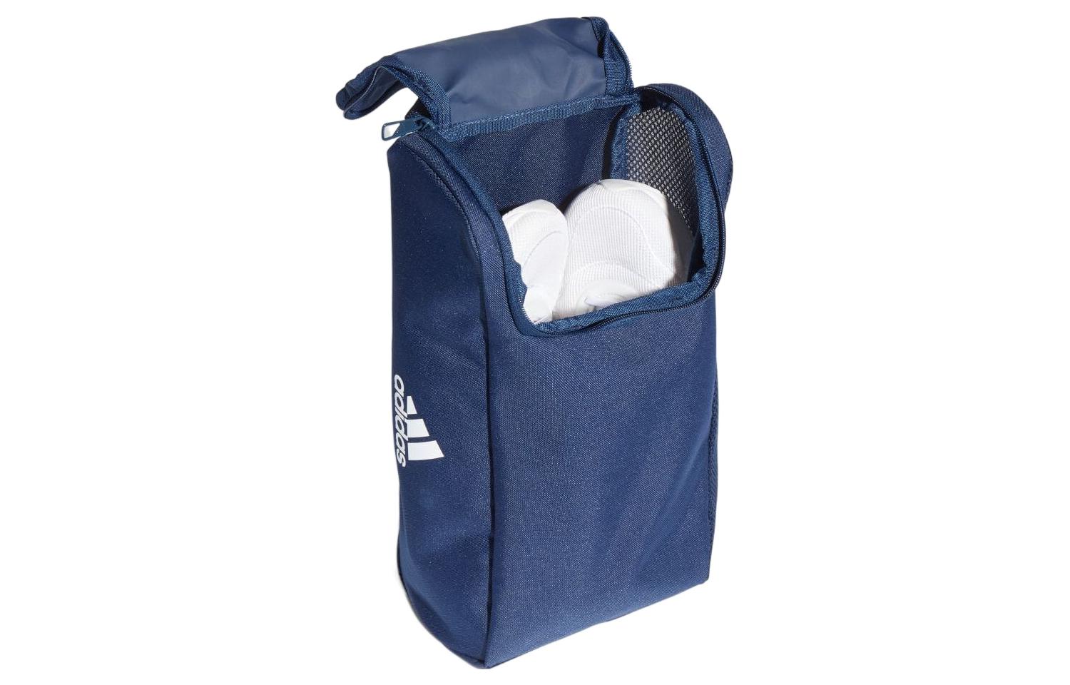 adidas Recycled Polyester Alphabet Printing Zipper Blue Handbag GH7245