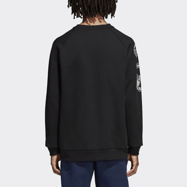 adidas originals Graphic Crew logo Printing Casual Sports Round Neck Pullover Black DP8576
