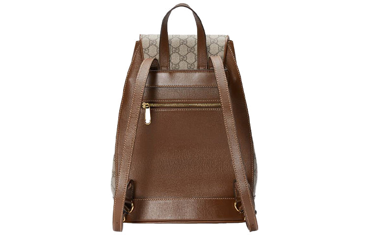 Gucci Horsebit 1955 Retro Gold buckle Logo Canvas Large Capacity schoolbag Backpack Unisex / / Brown Classic 620849-92TCG-8563