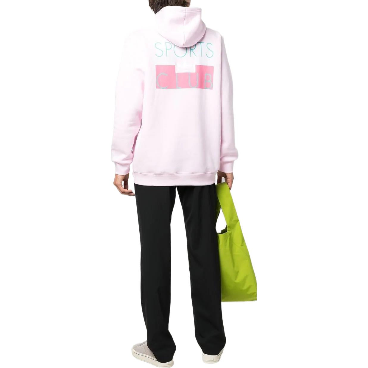 adidas Back Pattern Drawstring Hood Long Sleeves Hoodie Men's Light Pink HF5674