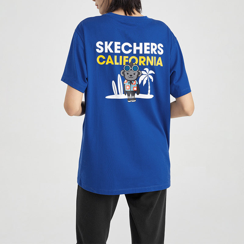 Skechers Knit Printing Short Sleeve Blue T-Shirt L220U067-0022