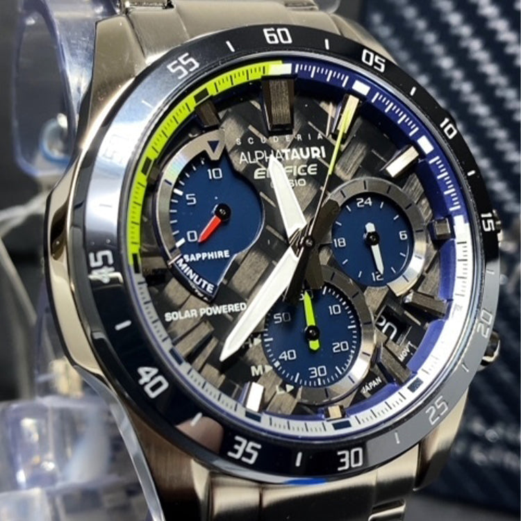 CASIO EDIFICE Waterproof Sapphire Crystal Solar Powered Sports Mens Silver Analog EFS-S580AT