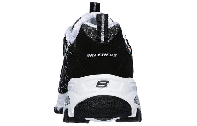 (WMNS) Skechers D'lites Floral Days Running Shoes Black/White 13082-BKW