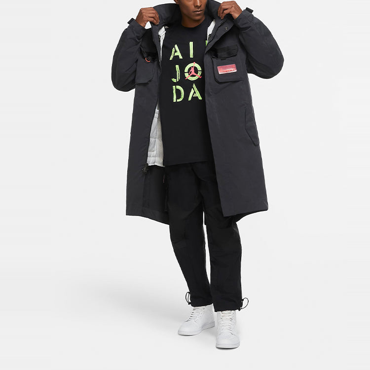 Men's Air Jordan Hooded Long Black Jacket CK8909-045