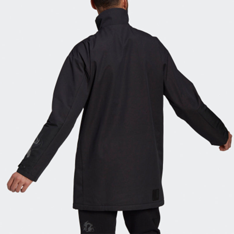 adidas Wj Jkt Long Woven Training Casual Sports Jacket Black GU1766